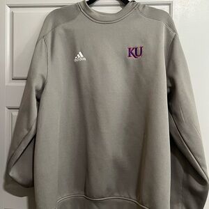 Adidas Kansas Jayhawks Gray Crewneck with KU Logo